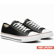Men's, Women's, Unisex Leather Low-Top Sneakers With Air Holes, Breathable Leather, Casual, Comfortable, Lightweight, Everyday, Rock Star, Classic, Party, Show, Hiking, Soft, Vintage, Urban Style, Casual, Lace-Up, Home, All Seasons - 黑色 - 查看 1