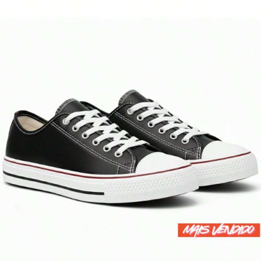Men's, Women's, Unisex Leather Low-Top Sneakers With Air Holes, Breathable Leather, Casual, Comfortable, Lightweight, Everyday, Rock Star, Classic, Party, Show, Hiking, Soft, Vintage, Urban Style, Casual, Lace-Up, Home, All Seasons - 黑色 - 查看 1