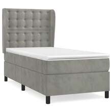 vidaXL Boxspringbett Mit Matratze, Hellgrau, 90x200 Cm, Samt - Grigio - Visualizzare 2
