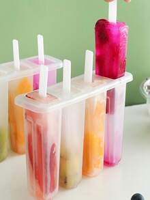 1pc 4-Cavity Popsicle Mold With Lid, Cute Ice Pop Mold For DIY Homemade Ice Cream, Popsicle, And Ice Lolly - Multicolor - View 2