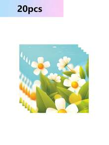 10pcs Printed Rustic Chrysanthemum Theme Birthday Party Supplies Set Disposable Paper Plates Paper Cups Tissue Paper Party Wedding Picnic Outing - Multicolor - View 5