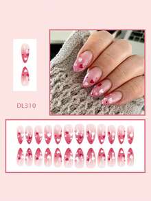 24 miếng dán móng tay hình hạnh nhân, thiết kế ombre hồng trong suốt với họa tiết trái tim nhỏ, thích hợp cho các buổi hẹn hò, tiệc tùng, lễ hội và làm quà tặng cho bạn gái, dùng để trang trí móng tay, làm móng acrylic và móng nhựa. - Hồng - Xem 3