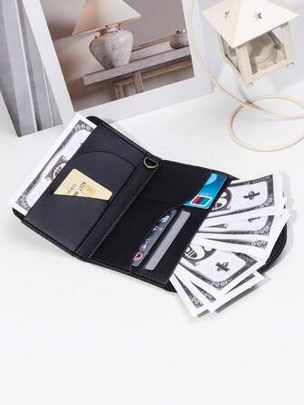 1 st. damplånbok med tre vikningar enfärgad minimalistisk design korthållare flera kortfack myntväska PU-läder för kvinnor pengplånbok miniplånbok plånbok liten plånbok söt plånbok för kvinnor plånbok för damer