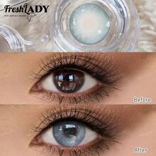 FRESH LADY Kính áp tròng màu dùng một lần Freshlady 14.20mm, hàm lượng nước 40%, thoải mái và mềm mại, có các màu xanh lá cây, xanh dương, xám, xám bạc, phù hợp để đeo hàng ngày, trang điểm và dự tiệc. - 0 - Xem 7