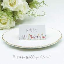 15/30 Pcs Flower Accents Place Cards, Folded Name Cards For Wedding Reception Bridal Shower Seating, Table Cards, Table Place Tag, Name Place Card, Table Post Cards, Table Cards Label - Multicolor - View 4
