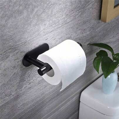 1/2pcs Self-Adhesive Toilet Paper Holder - Space Saving Wall-Mounted Paperclip Rack Without Drilling, With Convenient Roll Dispenser, Suitable For Bathroom - Convenient Bathroom Supplies And Accessories