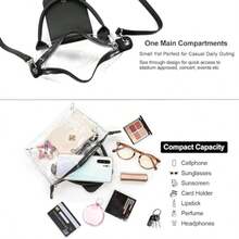 Stylish Long Adjustable Strap Clear Bag Stadium Approved, Cute Crossbody Shoulder Purse For Women Concerts Sports,Christmas Gift For Men Women - 黑色 - 查看 7