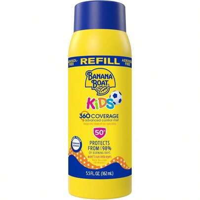 Banana Boat 360 Coverage Kids Sunscreen Mist SPF 50 Refill | Kids Spray Sunscreen, Non Aerosol SPF 50 Spray, Childrens Sunblock, 360 Coverage Refill, 55Fl Oz