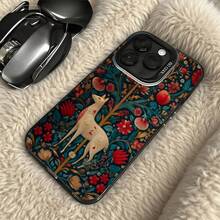 Funda de Teléfono Patrón de Ciervo Floral Azul Opción de Regalo Ideal para  14 Pro Max  13 Pro  Galaxy S23 Ultra S22 Plus Estilo de Todas las Estaciones - Plateado - Ver 5