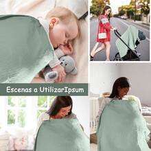 Manta para Amamantar Bebe, Manta de Lactancia Hipoalergenico Privacidad y Transpirable, Funda de Lactancia con Correas Ajustables, Manta Lactancia para Asiento de Automóvil, Silla Alta (Caqui) - Amarillo - Ver 4