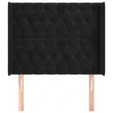 vidaXL Kopfteil Mit Ohren, Schwarz, 103x16x118/128 Cm, Samt - Black - View 3