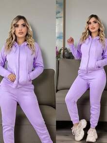 Women Two-Piece Outfits - Lilac Purple - View 3