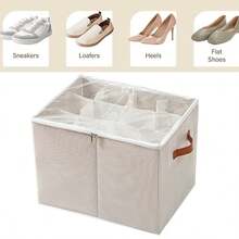 Shoe Storage Box Durable 12 Pairs Capacity Organiser With Zipable Clear Cover - White - View 4