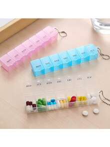 Cutie de pastile transparente cu 7 compartimente, rezistentă la umiditate, cutie de pastile dreptunghiulară mică portabilă, potrivită pentru călătorii și utilizare zilnică (luni până duminică). Recipient reutilizabil, rezistent la praf, umiditate, impermeabil și etanș. Cutie de pastile, cutie organizator, potrivită pentru călătorii, acasă și în mașină. Ideală pentru depozitarea medicamentelor, inelelor și a altor obiecte mici. Recipient reutilizabil, rezistent la praf, umiditate, impermeabil și etanș. - Multicolor - Vizualizare 2