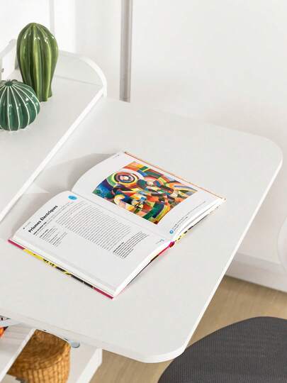 SoBuy Home Office Folding Tafel Bureau Computer Workstation Shelves Wit W64 D58 H82cm FWT92 view 4