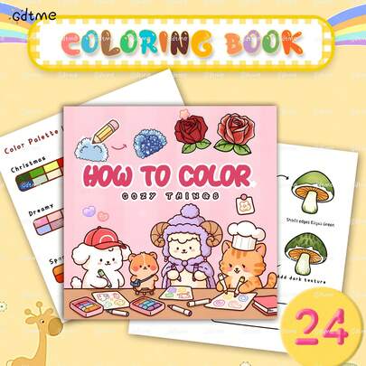 GDTME A Painting Practice Book That Teaches You How To Color The Sky 4, Suitable For Teenagers And Adults With No Coloring Experience. Learn To Color Step By Step And Fall In Love With Coloring. Comfortable And Cute, 24 Pages Of Adorable And Bold Doodles, Pearl Paper Cover, 7.9x7.9 Inches. Perfect As A Birthday Gift, Party Gift, Back-To-School Gift, Valentine's Day Or Women's Day Gift, Stationery, Easter Gift, And Comes With 5 Stickers.