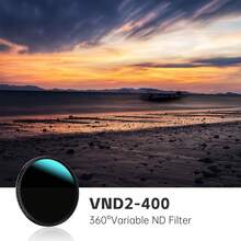 Adjustable ND2-400 Neutral Density Filter, Fits 37/40.5/43/46/49/52/55/58/62/67/72/77/82mm Camera Lenses For Canon, DSLR - Black - View 4