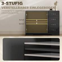 Sideboard, Chest Of Drawers, Modern Style, 4 Drawers, 1 Cupboard, 105 X 40 X 76 Cm, Black - Black - View 6
