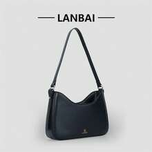 Bolso de hombro informal para mujer, moderno, de color sólido, versátil, para uso diario, para llevar debajo del brazo. - Negro - Ver 2