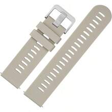 Correa de Reloj de Silicona de 26mm con Rayas Arqueadas para Hombres, Correa de Liberación Rápida, Hebilla Negra (Negro) - Arena (Hebilla plateada) - Ver 9