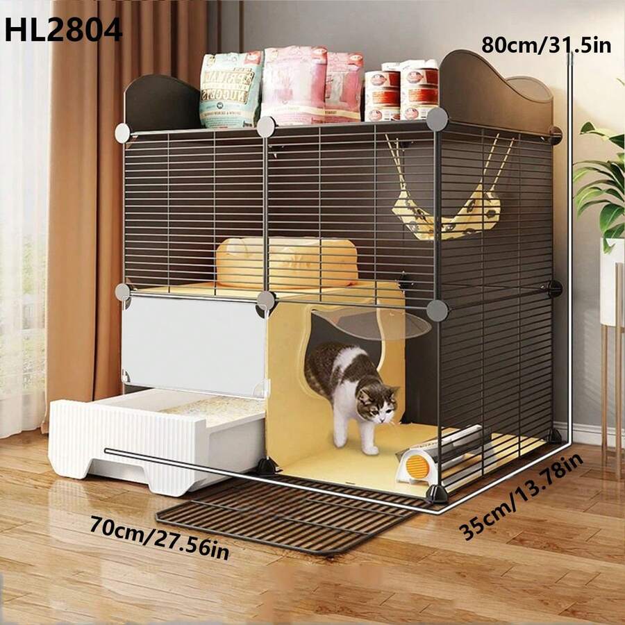 Lồng mèo kèm khay vệ sinh, biệt thự nhỏ đa năng cho mèo có nhà vệ sinh, lồng mèo không gian rộng rãi. - Nhiều màu - Xem 1