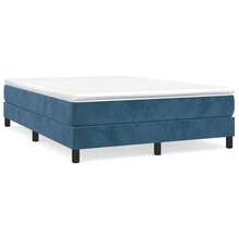 vidaXL Boxspringbettgestell Dunkelblau 140x200 Cm Samt - Blue - View 2