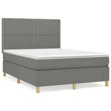 vidaXL Boxspringbett mit Matratze, dunkelgrau, 140x190 cm, Stoff - Grau - Übersicht 2