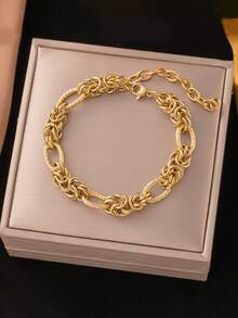 1pc Chunky Chain Unisex Design Niche Stainless Steel Fashionable Versatile Bracelet, Suitable For Daily Wear And Gift - Bracelet - View 8