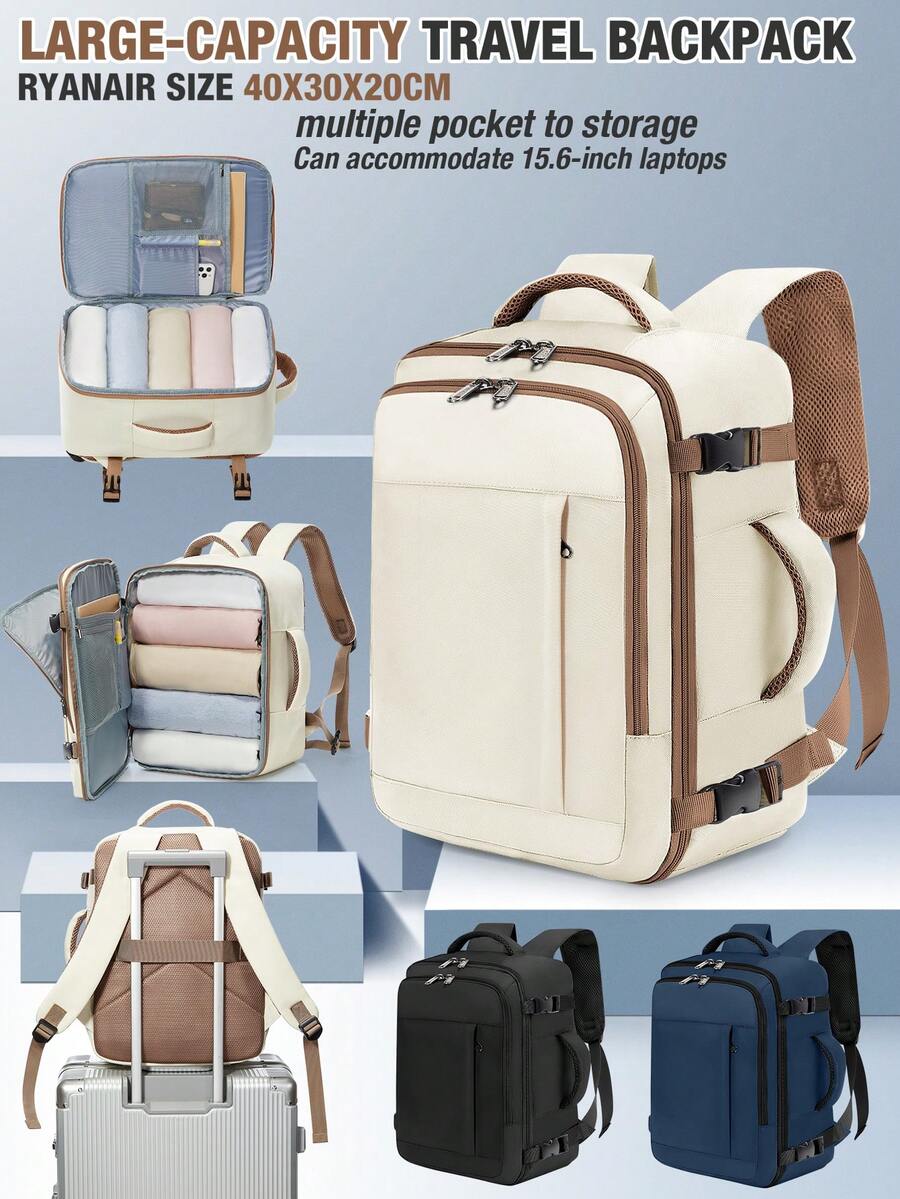 Ba lô du lịch unisex, túi đựng laptop công sở nhẹ, cặp sách đa chức năng nhiều ngăn phù hợp cho học sinh trung học và sinh viên đại học, ba lô xách tay, thích hợp cho du lịch dã ngoại, cắm trại, hành lý xách tay đạt tiêu chuẩn hàng không, túi du lịch. - Nhiều màu - Xem 1