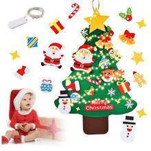 MOLOLAN Set Árbol de Navidad de fieltro DIY con luces, muñeco de nieve de Navidad, Papá Noel y diseño de corona de Navidad, decoraciones de árbol de Navidad, adornos navideños, decoraciones navideñas, decoración de fiesta de Navidad, Nochebuena, decoración de habitación navideña, regalos de Navidad, decoración de pared navideña, decoraciones navideñas para el hogar, decoraciones colgantes navideñas, decoración navideña, bolas de Navidad, regalos de Navidad, Navidad, decoración de Año Nuevo 2026 - Árbol de Navidad de fieltro - Estilo Papá Noel - Ver 12