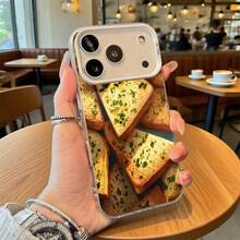 Funda de Teléfono Transparente con Diseño de Pan Tostado y Hierbas Verdes para  15 Pro Max  14 Pro  13  Galaxy S23 S22 S21 Adecuada para Todas las Estaciones Elección de Regalo Perfecta - Negro - Ver 1