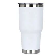 1 taza de viaje de acero inoxidable de 20 oz, termo aislado con vacío,   sin carga - Ideal para bebidas frías y calientes, regalo perfecto para Navidad y Halloween, taza de viaje para café - Blanco - Ver 1