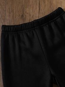 幼儿男童休闲可爱圣诞鹿印花连帽衫和裤子套装，秋冬季 - 杏色 - 查看 3