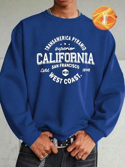 Men's Plus Size New Sweatshirt, Street Fashion Emo Pattern Band T-Shirts, Basketball, Cheap Clothes, Men's Set, Manfinity, Youngboy Never Broke Again, Friends TV Show, Sweatpants, Anime, Halloween, Streetwear Sweatshirts, Black Sportswear, California English Print Long Sleeve Casual Printed White English Print Pattern Versatile