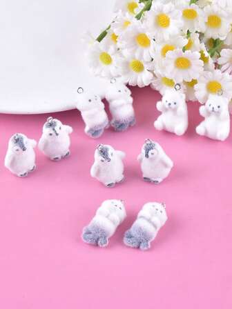 10 piezas Accesorios de joyería con colgante de pingüino de resina para hacer collares y aretes, hallazgos de joyería DIY