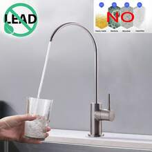 Grifo de filtro de agua de cocina, Grifo de Agua Potable Se Adapta la Mayoría de Los Sistemas de Filtración de Agua, Llave de ósmosis Inversa Acero Inoxidable, Llave Agua Potable de Negro - Níquel cepillado - Ver 8