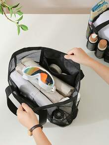 Shower Caddy Portable - Black Mesh Shower Caddy Bag Basket Tote For College Dorm Room Essentials Bathroom Gym Camp Quick Dry Shower Bags For Women Men With S Hook Makeup Bag Organizer Makeup Organiser Makeup Storage Makeup Holder Cosmetic Bag Cosmetic Storage Organizer Cosmetics Bags Cosmetic Organiser Back To School Supplies - 黑色 - 查看 6