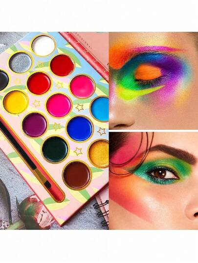 15色可水洗面部及身体彩绘颜料 | 易于用水激活的彩妆，适用于舞台表演、万圣节及化妆舞会 | 适用于肌肤，适合所有年龄段，可用于面部、眼部及身体彩绘