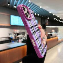 Purple Plaid Pattern Phone Case Compatible With Samsung Phone Cases  17  16 Pro Max  15 Pro Max  13 And  12 Made Of TPU Material Providing Shock And Drop Protection With A Chic And  Design Making It A Perfect Gift For Family Friends Loved Ones And Significant Others - Purple - View 6