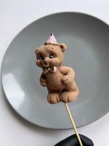 1pc 3D Cute Bear Blowing Candle Figurine Resin Mold, DIY Cement Clay Gypsum Backhand Bear Decor Resin Casting Mold - Home Decor Mold, Wedding Birthday Creative Gift Figurine, Handmade Casting Essential Mold - White - View 9