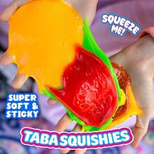 Taba Squishy - Burger (Jumbo) Large, 3.5" Super Soft & Sticky Layered TABA Squishies - Squish, Squeeze, Great For Stress Relief - Sensory / Fidget Play Food Squishy Toys For And Adults, Toys - Xúc xích - Xem 9