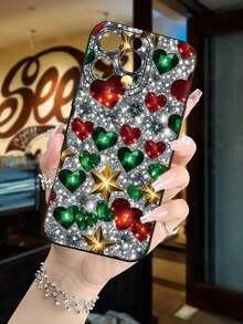 1PC, Funda de Teléfono con Diseño de Corazón y Estrella Brillante, Protección a Prueba de Golpes, Protección Elevada para Pantalla y Cámara, Mate Simple y Ligera Compatible con 16/16Plus/16ProMax, 15. 14, 13, 12, 11 Series, Adecuado para Samsung Galaxy S22, S23, S24, S25 PLUS ULTRA Series, Regalo de Pascua, Decoración de Navidad Halloween/Regalo de Cumpleaños, Novia, Novio, Amigo o para uno mismo. - Blanco - Ver 5