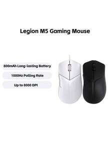 Lenovo Mouse sem fio Legion M5: Design ergonômico, iluminação RGB, drivers personalizáveis, rastreamento preciso, ideal para jogos e uso no escritório.