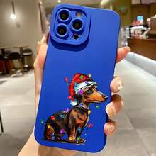 2026 nuevo mate teléfono case,Phone Estuche Navidad perro salchicha Con Luces Y Papá Noel El sombrero es adecuado para  15 Profesional máximo  14 Profesional  13  12  galaxia S23. S22. 21 20 Teléfono Estuche pareja Teléfono Estuche Regalo Para Novio Novia Vacaciones Regalo, Adecuado para  11 a 17,  serie - Azul Klein - Ver 7