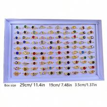 30pcs Vintage Ring Set, Mixed Color Rhinestone Inlaid, Gold Plated, Cubic Zirconia, Fashion Jewelry Wholesale, Party & Wedding Gifts (Size 6-10) - Multicolor - View 5