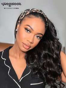 MEGALOOK 24 Inch Glueless Wigs Body Wave Headband Wig 100% Human Hair Wigs Brazilian Full Machine Made Human Hair For Women 18-24inch Wavy Style No Glue Needed Glueless Wig Natural Color Wig - Beginner Friendly Natural Looking Daily Use Office Ready Corpse Bride Halloween Vibes Party Style Y2K Baddie Vacation Outfits Outdoor Cosplay Campus School Holiday Christmas Part Wedding Festival Ready For Women