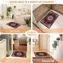 1Pc Large Mystical Moon & Golden Crescent Floral Area Rugs, Celestial Black With Golden Accents,Non-Slip Backing, Lightweight, Durable Polyester, Machine Washable, Easy To Clean, Soft Felt Back, Rug For Living Room, Bedroom Or Office, Sofa, Coffee Table, Kitchen, Bathroom, Balcony, Entrance Carpet, Apartment, Dormitory, Porch, Patio, Farmhouse Decor, Halloween, Fall Decor, Dark Academia Style, Indoor Use, Rugs For Living Room, Low Pile Carpet - Phong cách 2 - Xem 11