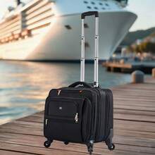 Large Capacity Luggage Suitcase, Multifunctional Travel Trolley Case, Business Leather Wheeled Suitcase For Men & Women