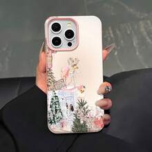 Funda navideña para móvil con diseño de reno bailarín de ballet. Compatible con teléfonos ,  17,  16 Pro Max,  15 Pro Max,  13 y  12. Fabricada en TPU para una protección eficaz contra golpes y caídas. Un regalo ideal para familiares, amigos, seres queridos, parejas y para Navidad. - Rosa - Ver 5