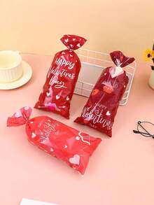 50 piezas Bolsas de regalo para el Día de San Valentín, Bolsas de regalo con corazón para el Día de San Valentín, Bolsas de celofán para dulces del Día de San Valentín, Bolsas de plástico para regalos del Día de San Valentín con forma de corazón, para fiestas, bodas y regalos del Día de San Valentín - Multicolor - Ver 6